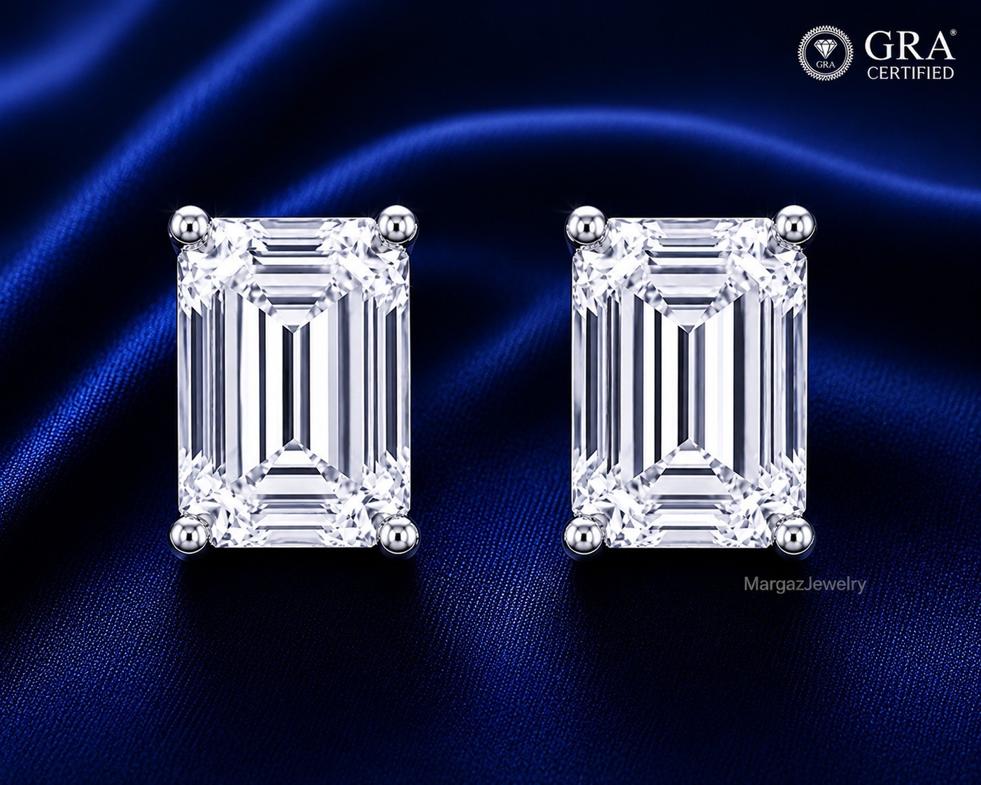 0.50 CT Emerald Moissanite Women Engagement Stud Earrings 14K White Gold Over