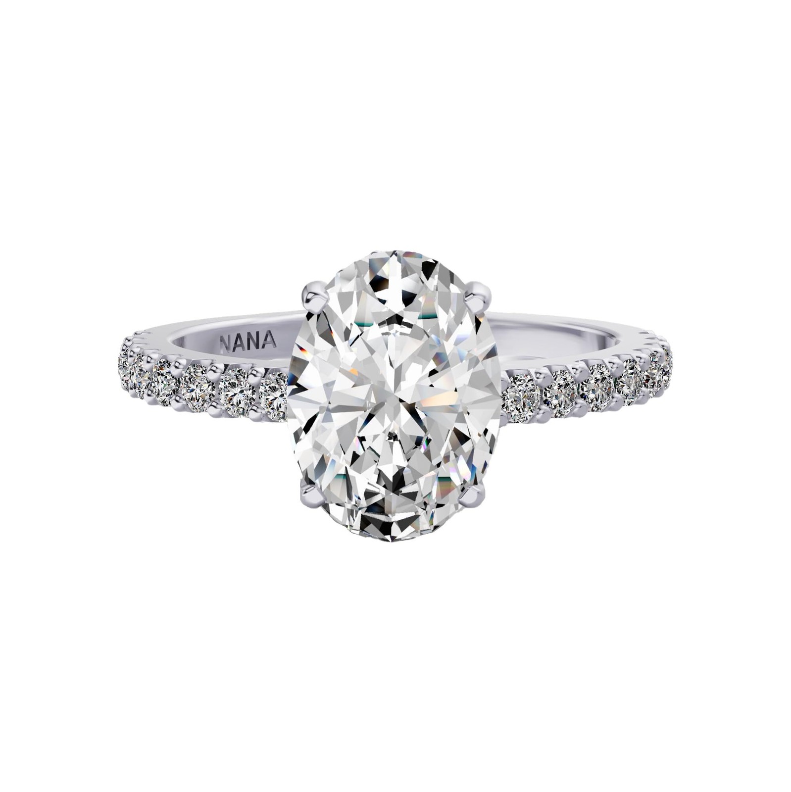 Platinum Plated Sterling Silver Solitaire Ring 2 CTW Oval Cut Zirconia – Sz 5.5