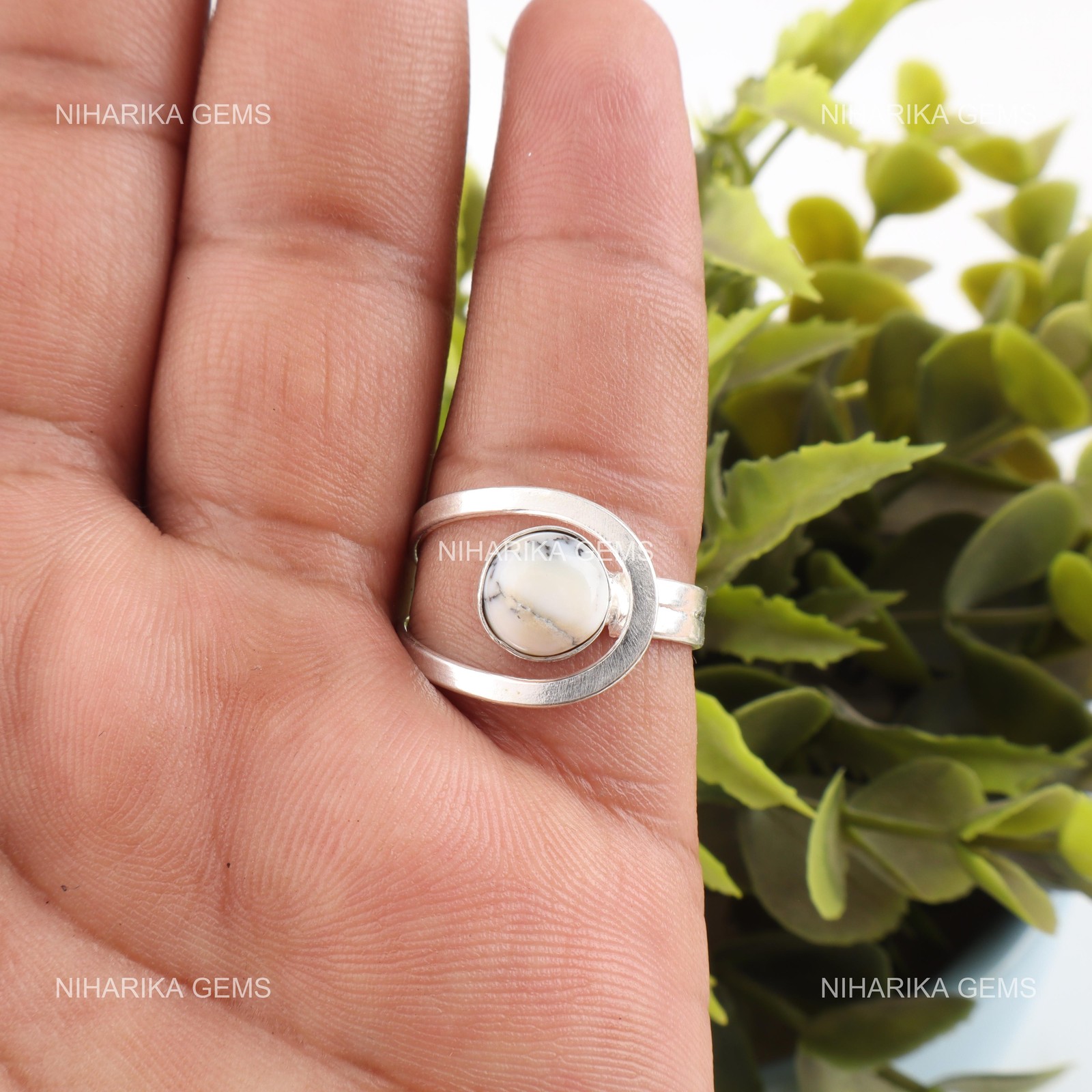 Natural Dendrite Opal New Band Unique Trendy Handcrafted Ring Jewelry 925 Silver