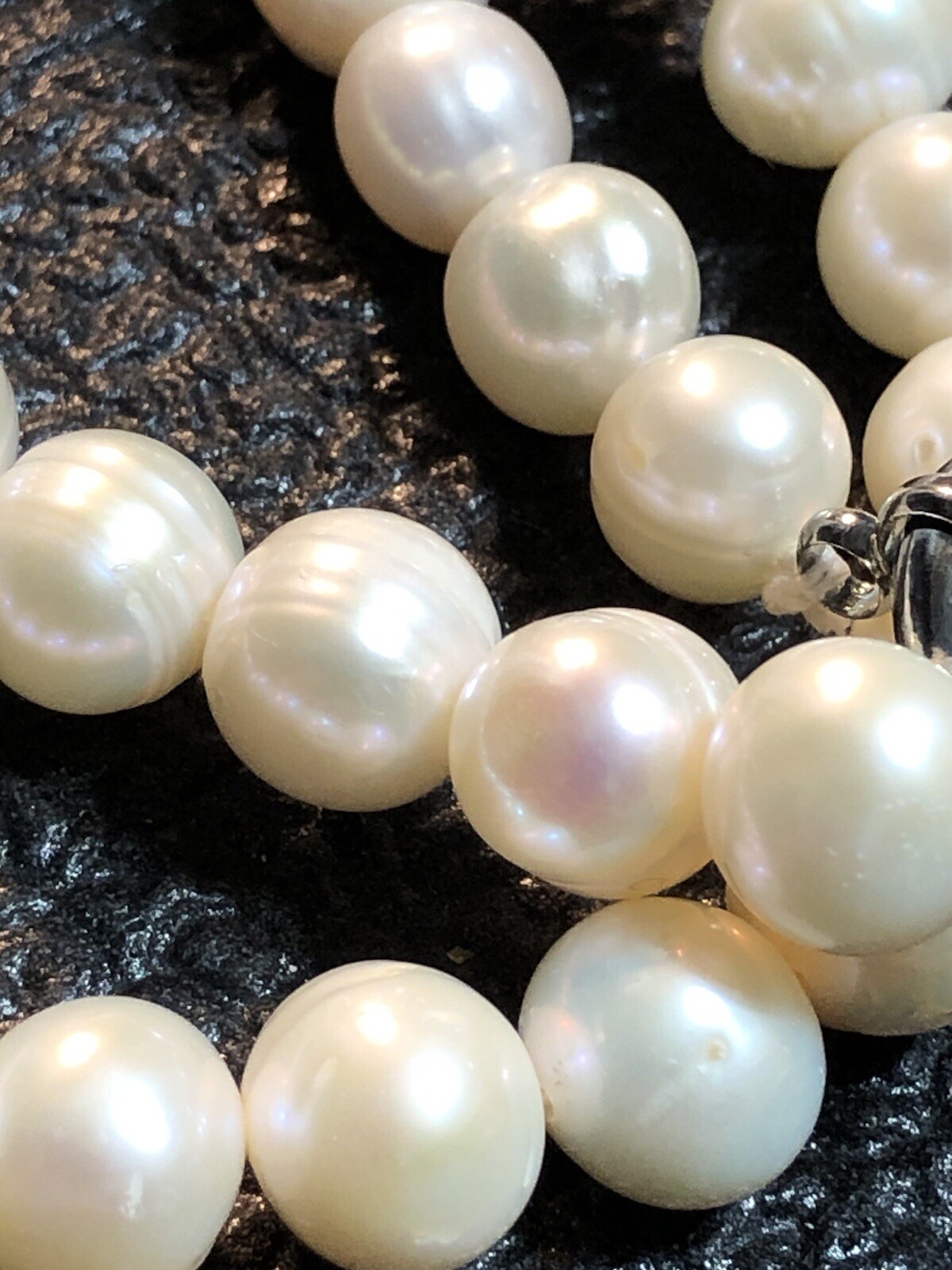 Estate 16” 8.7mm-10mm Pearl Necklace Nacre Creamy,Pink Yellow Hues Weight 44.54g