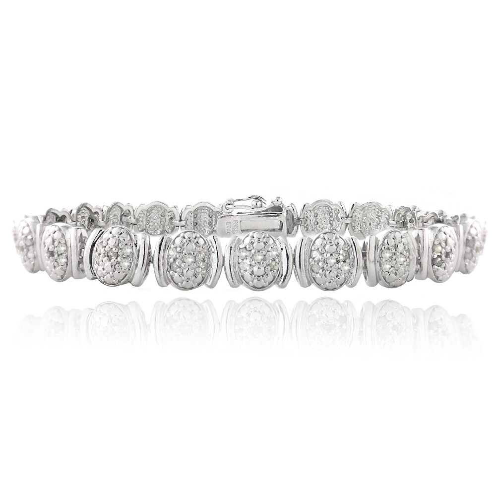 1ct TDW Diamond Oval Link Bracelet in Brass