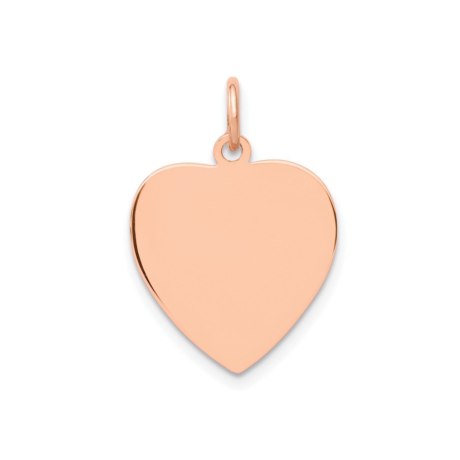 14k Rose Gold Heart Pendant Engravable Polished Charm for Women Minimalist Jewel