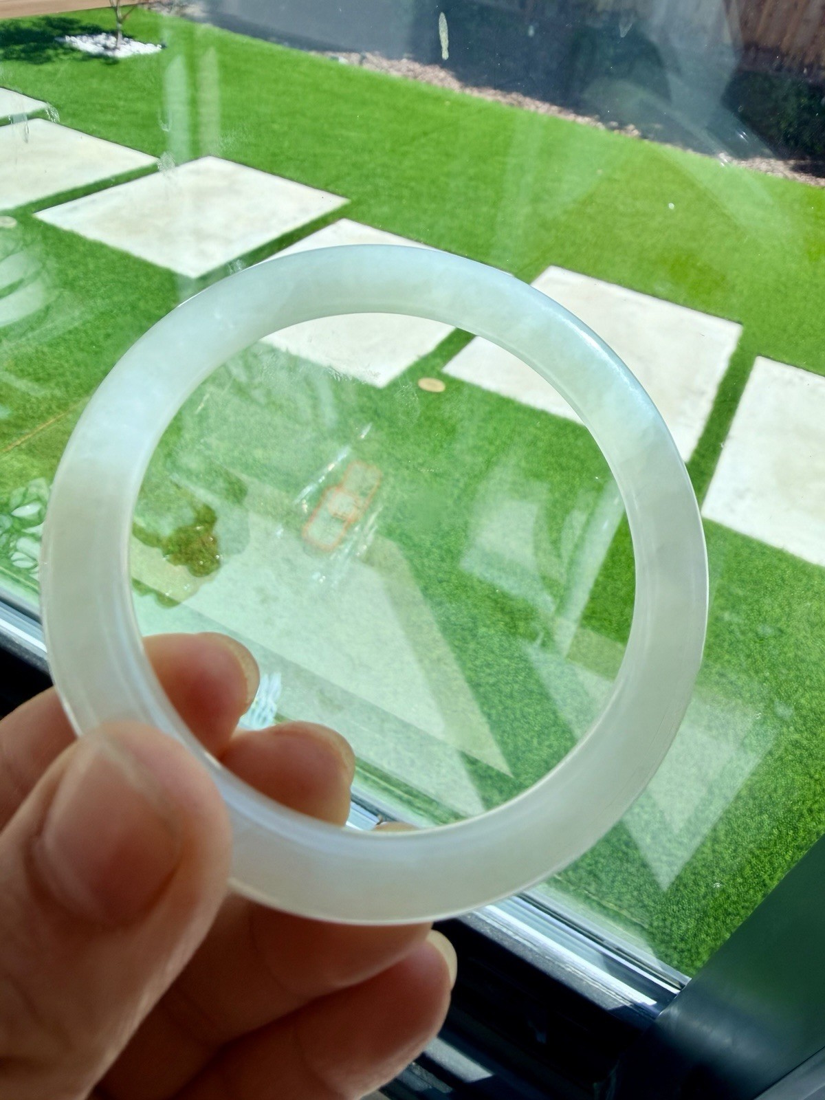 [CLEARANCE] Nephrite Hetian jade bangle white 57.5m icy Fully Translucent