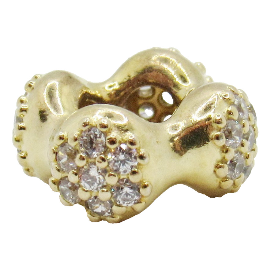 RETIRED STERLING SILVER GOLD TONE PANDORA 767292CZ SHINE LOVEPODS SPACER CHARM
