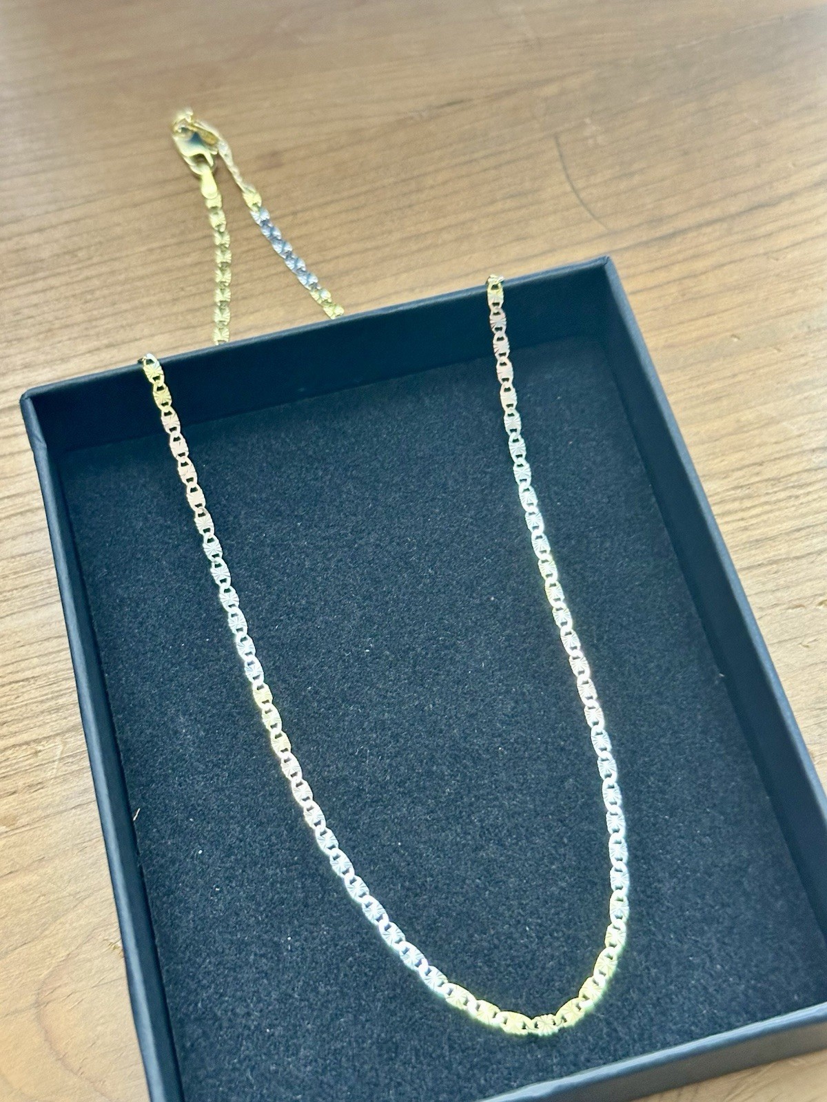 P.LUX Italy 925 Sterling Silver Tri-Tone Starburst Fancy Link Necklace 16in NWOT