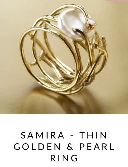 SIMIRA THIN GOLDEN AND PEARL RING ONE SIZE 8 C