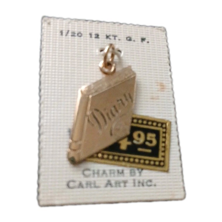 NOS 1970s Diary Book Bracelet Charm By Carl Art Inc. 1/20 GF 12k (SEE DESC)