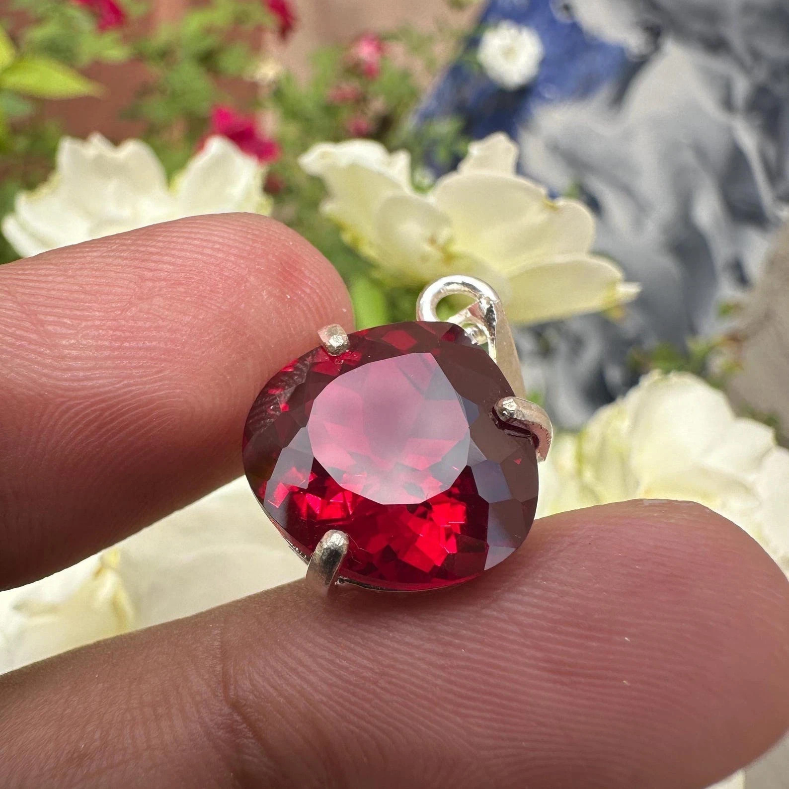 29.40 CT+ Certified Natural Red Ruby Loose Gemstone 925 Solid Silver Pendant