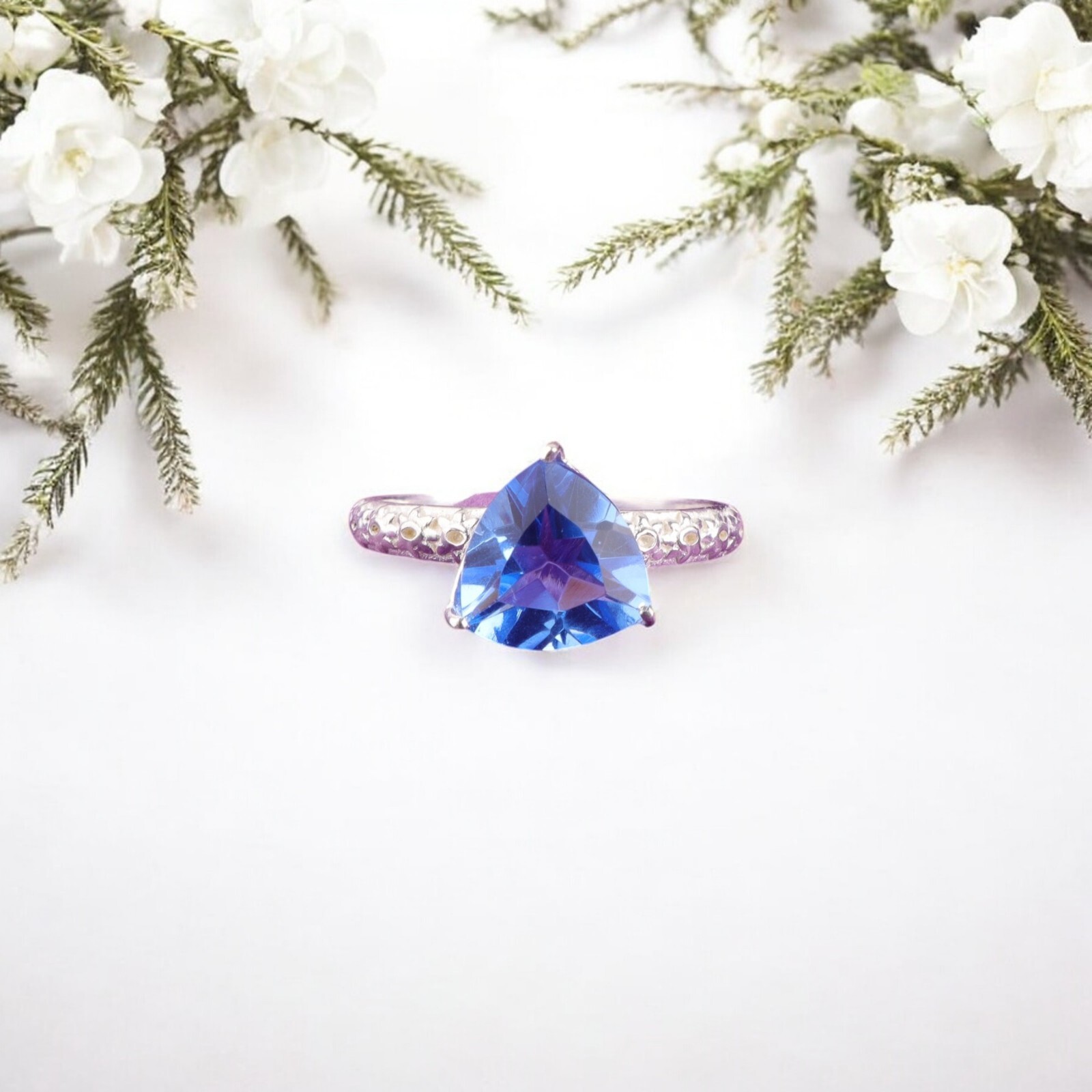925 Sterling Silver Tanzanite Gemstone Ethnic Jewelry Ring For Wedding Gift
