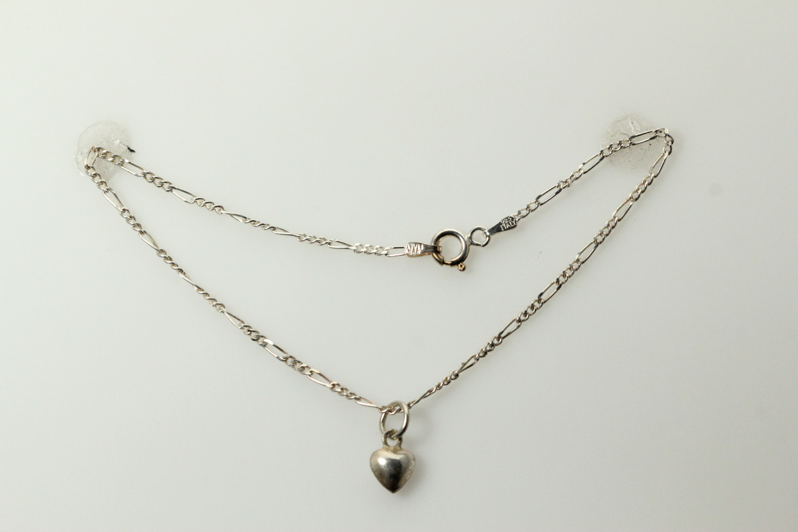 925 Sterling Silver 8.5″ Figarucci Chain with Puff Heart Charm 2 Grams (BR2402)
