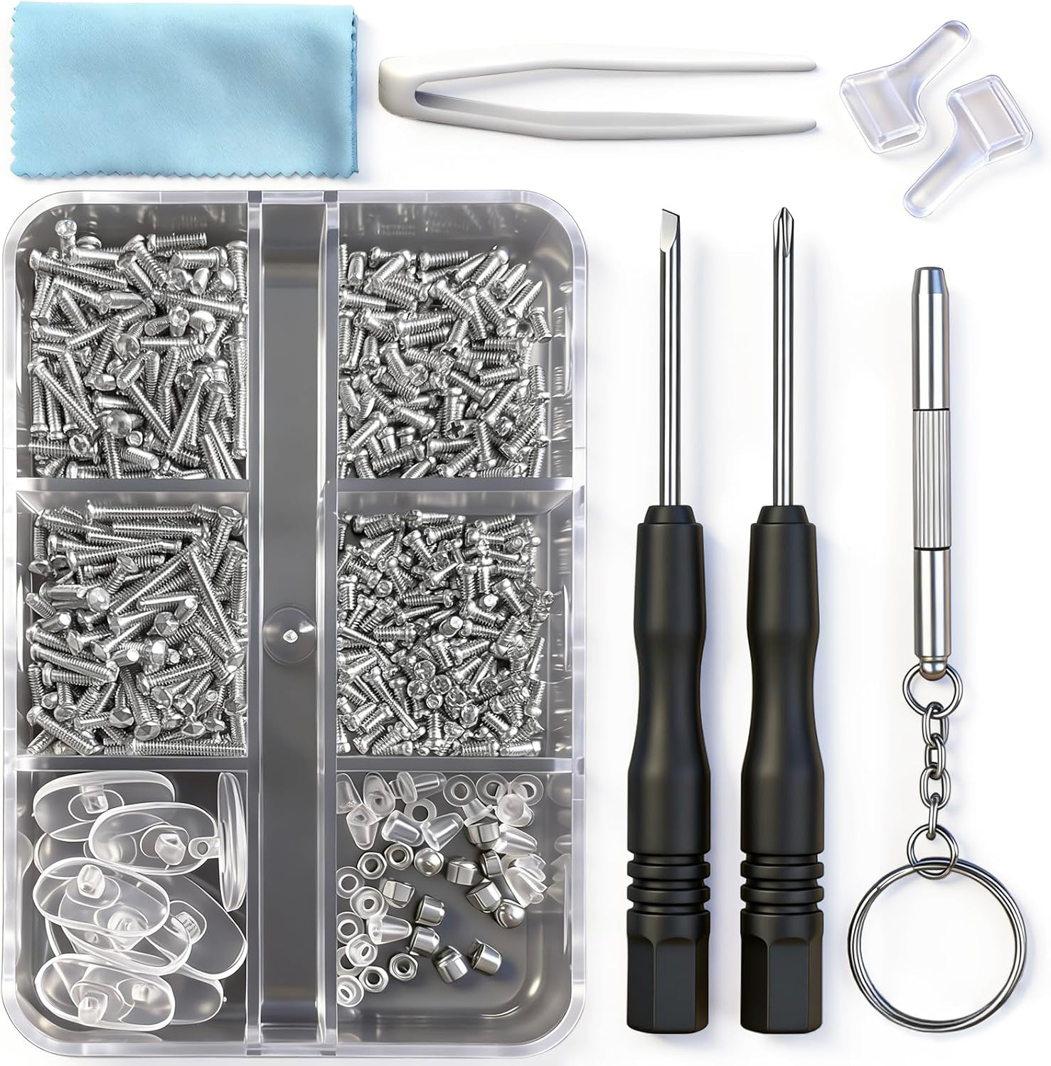 Eyeglass Repair Kit Screws for Glasses Sunglasses w/ Screwdriver Tweezers Kit