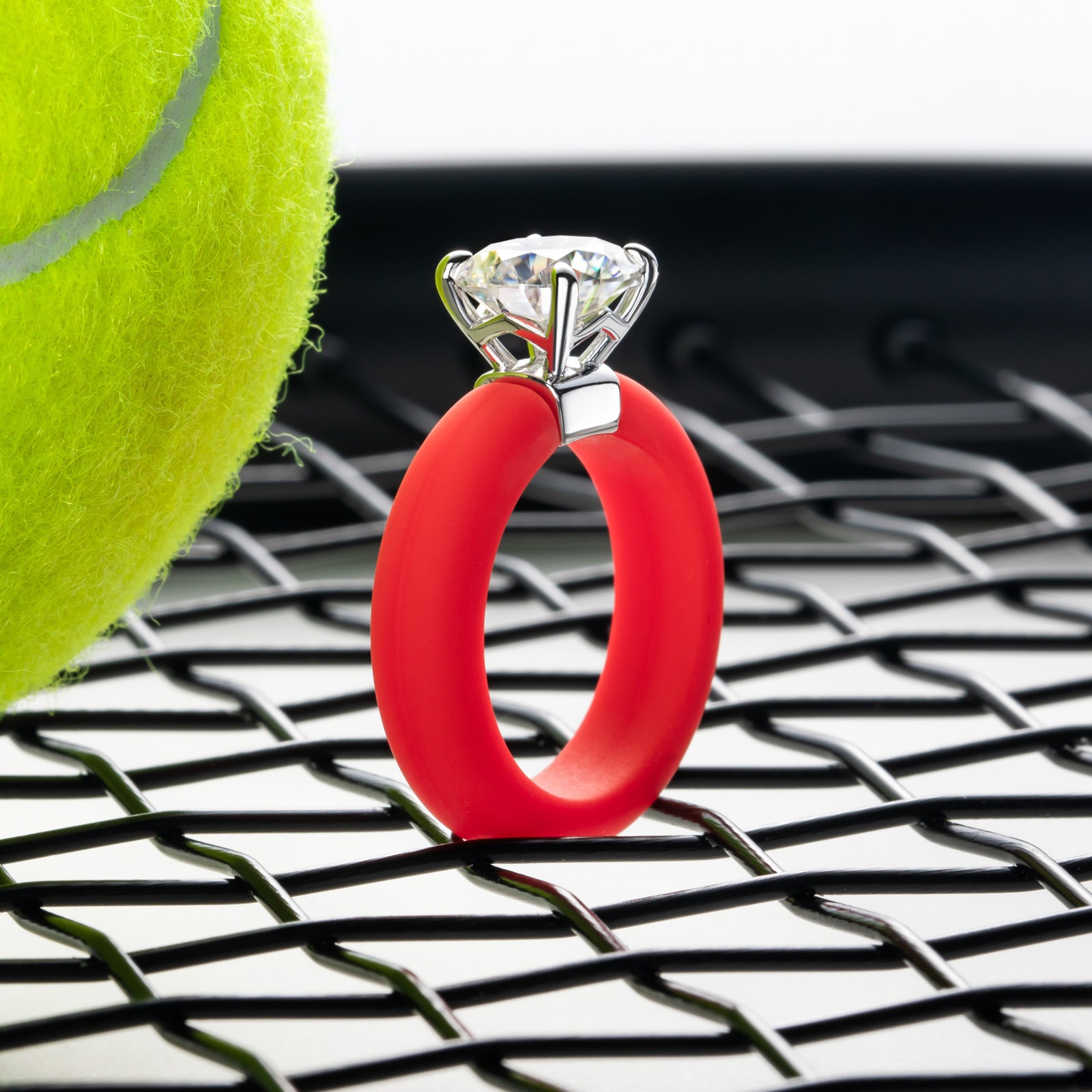 3ct Round Cut D VVS1 Moissanite Solitaire Silicone Ring for Outdoor sports woman