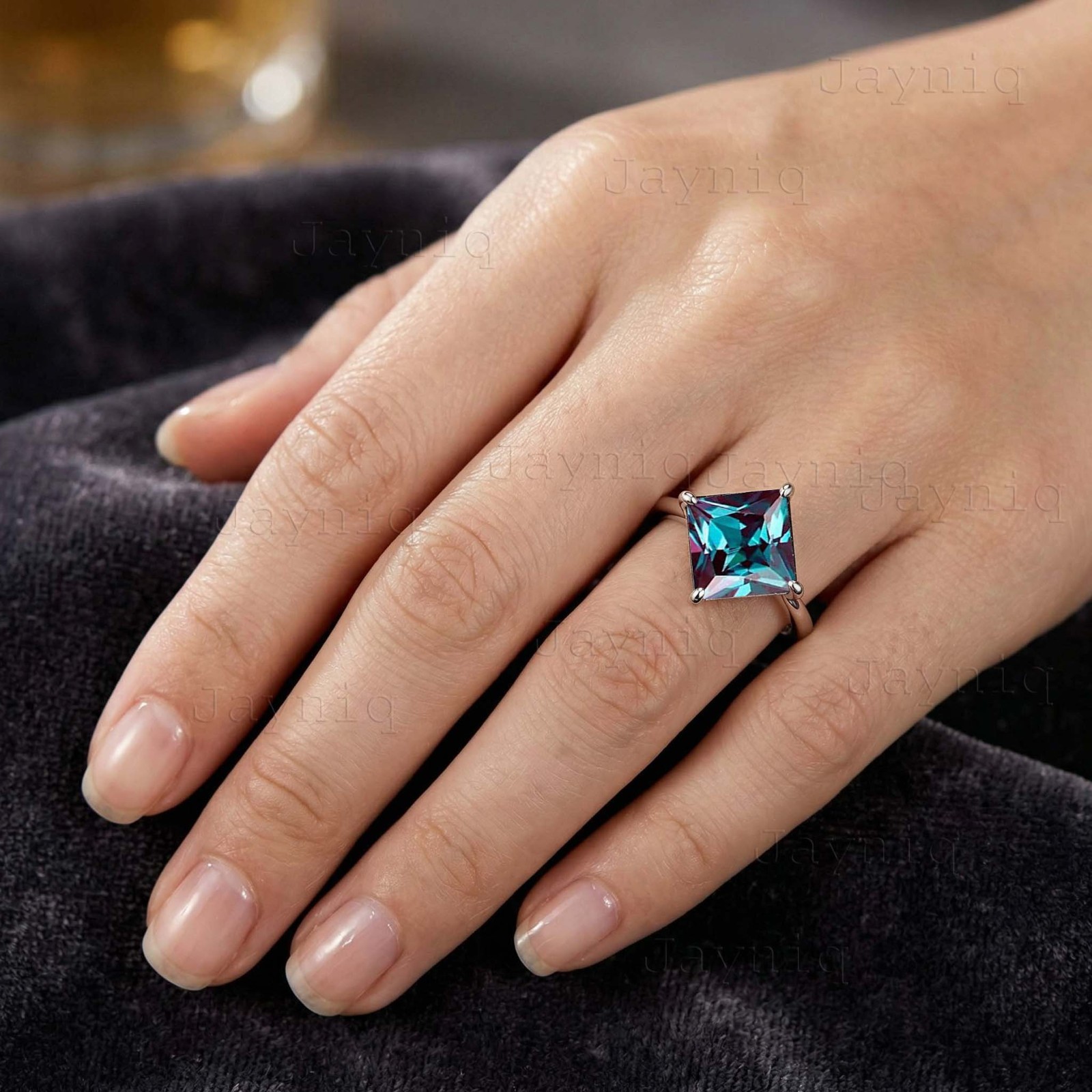 Color Changing Alexandrite Ring 925 Sterling Silver Dainty Jewelry Gift For Her