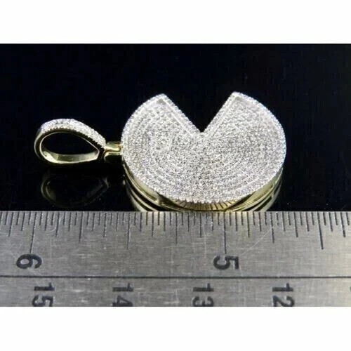 2.20Ct Round Cut Moissanite PACMAN Shape Charm Pendant 14K Yellow Gold Plated