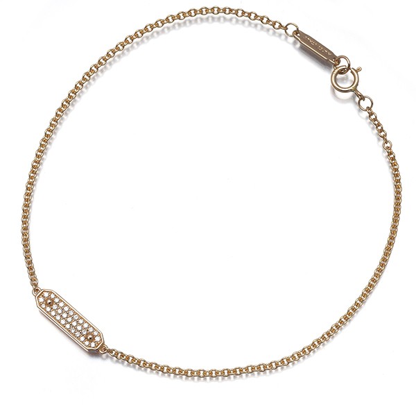Auth Tiffany&Co. Bracelet Diamond Tag Chain 18K 750 Rose Gold