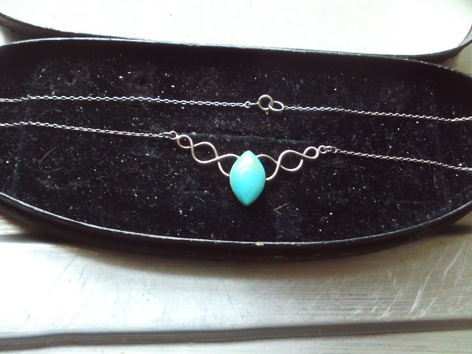 sterling silver 14″ chain 1.5 mm thick and 50 mm 925 fixed blue stone pendant