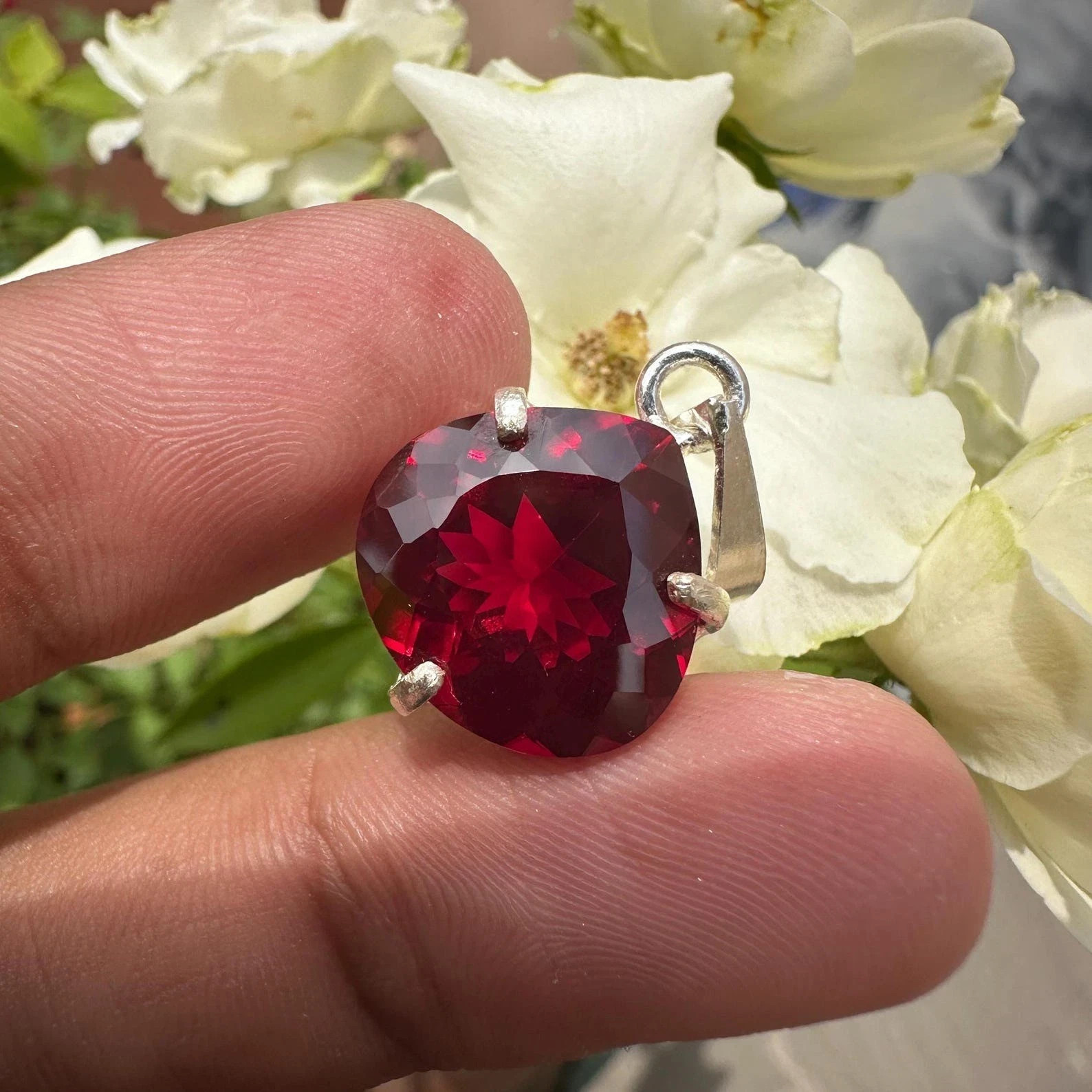 29.40 CT+ Certified Natural Red Ruby Loose Gemstone 925 Solid Silver Pendant
