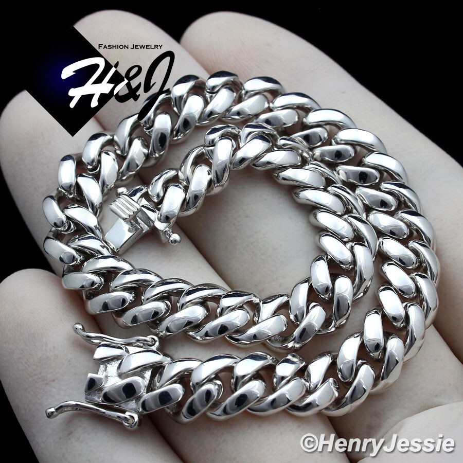 7″-8.5″MEN 925 STERLING SILVER 7.5MM PLAIN MIAMI CUBAN CURB CHAIN BRACELET*SB3
