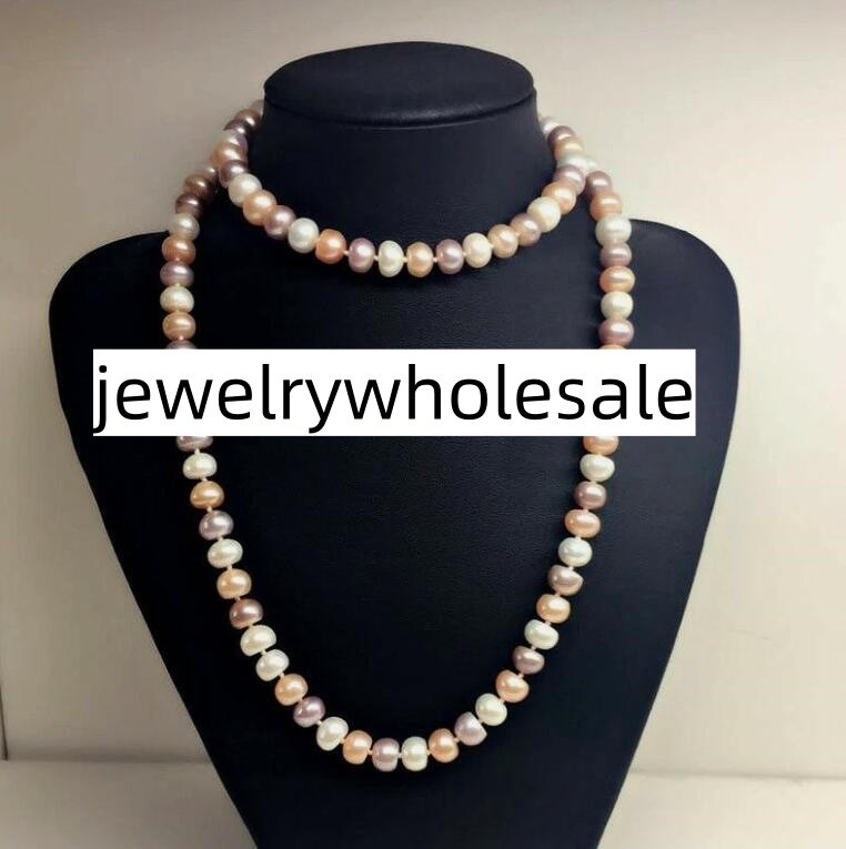 natural AAA 10-9mm south seas multicolor pearl necklace 35 inch 14K