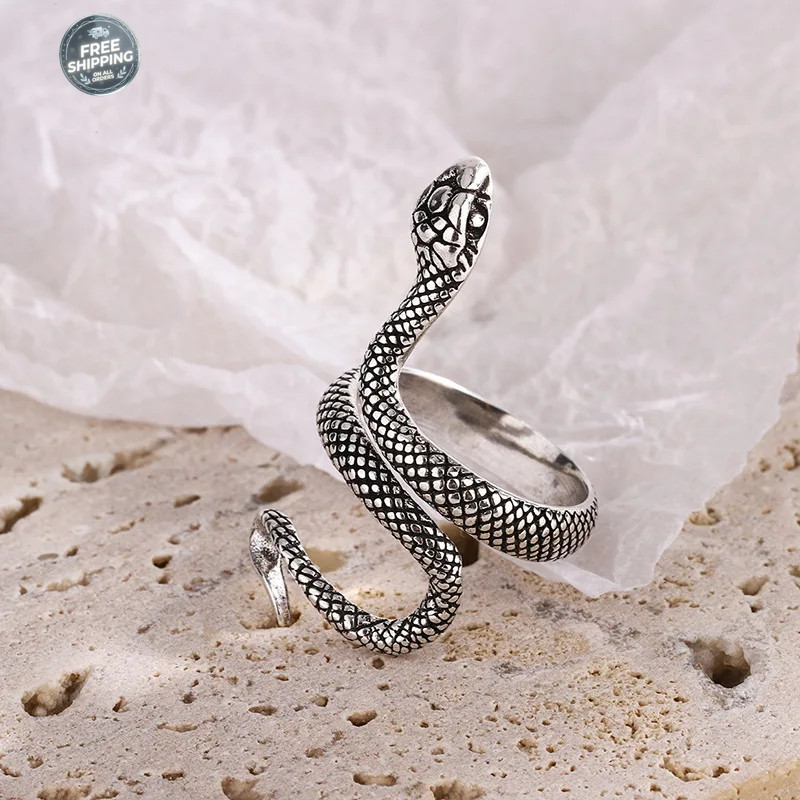 925 Sterling Silver Winding Snake Ring – Retro Thai Silver Domineering Opening