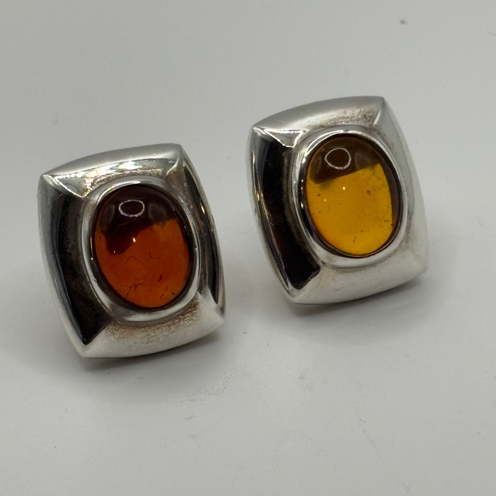 Espo/Sig Joseph Esposito Sterling 925 Amber Earrings Pierced See Color Variation