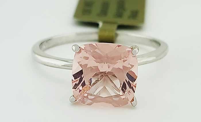 GENUINE 1.84 Cts MORGANITE SOLITAIRE RING SOLID 10k WHITE GOLD -Free Certificate