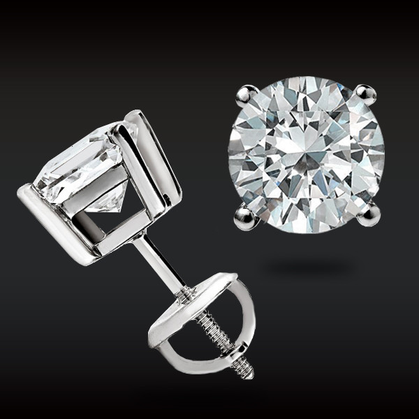 REAL 14K WHITE GOLD 1.05CT BRILLIANT ROUND MOISSANITE STUD EARRINGS SCREW-BK NEW
