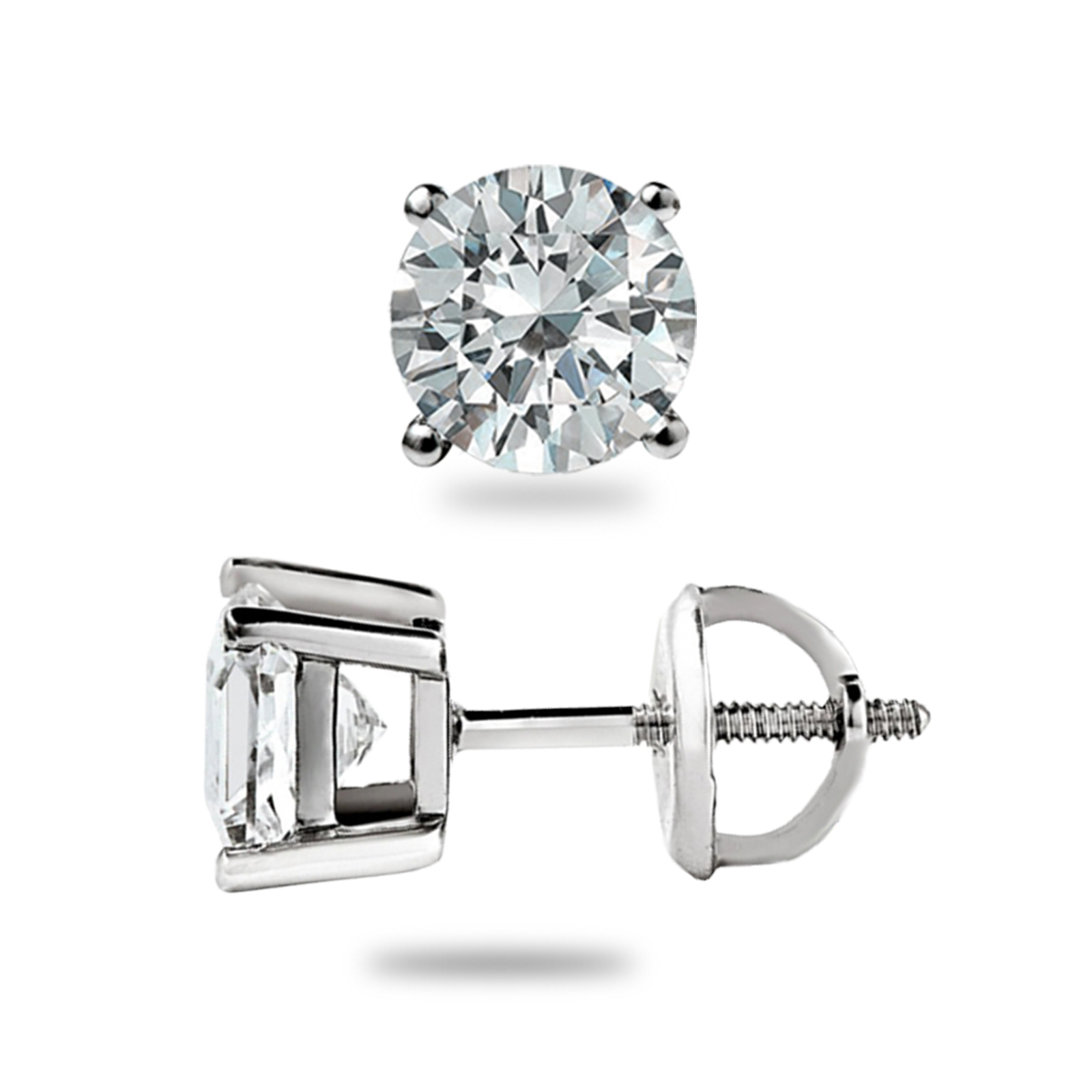 .50 Ct Round Cut GRA Moissanite Studs Earrings 14k White Gold Screw Back Gift