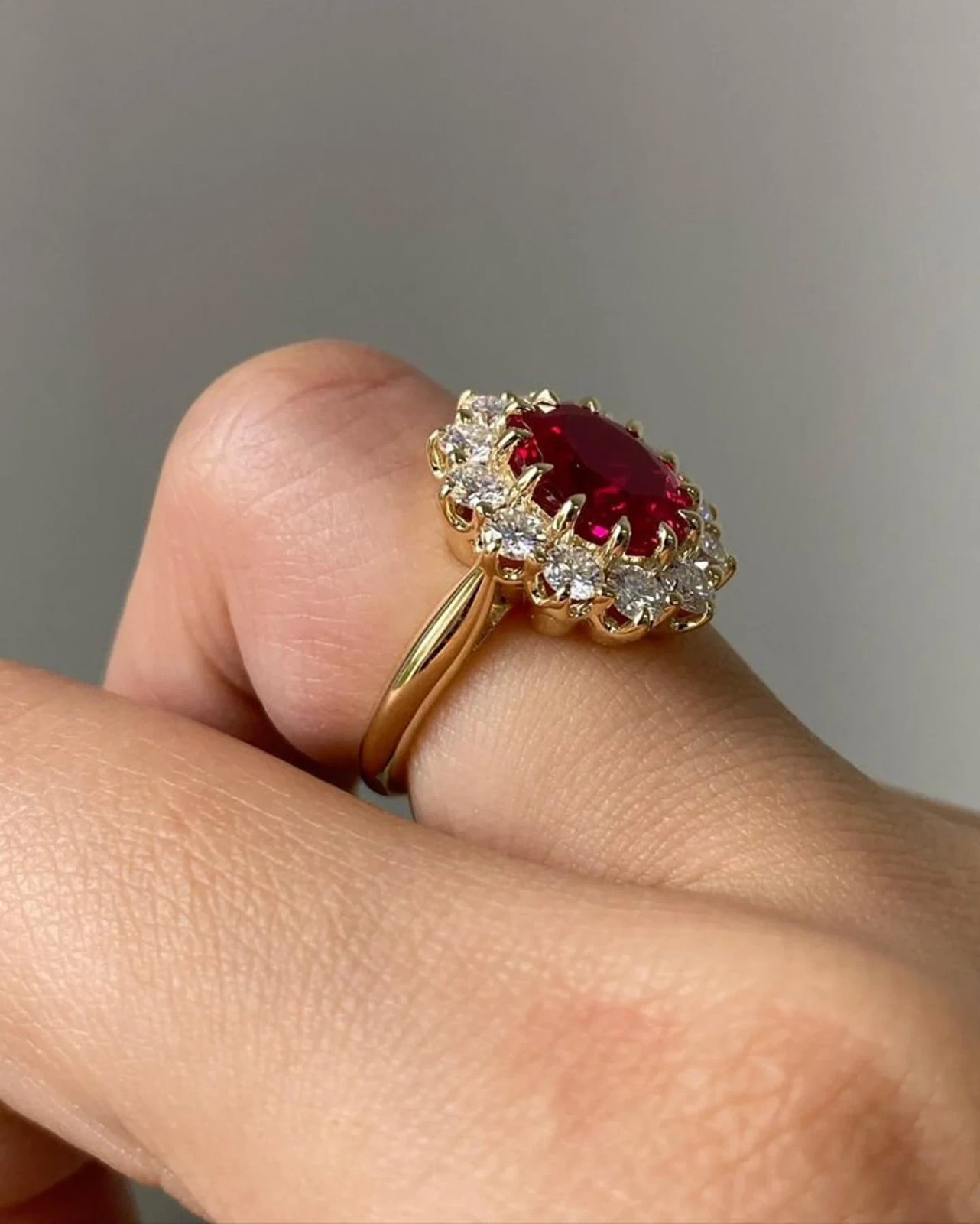 3.10 Ct Oval Natural Ruby & Diamond Anniversary Gift Ring 14k Yellow Gold Size 7