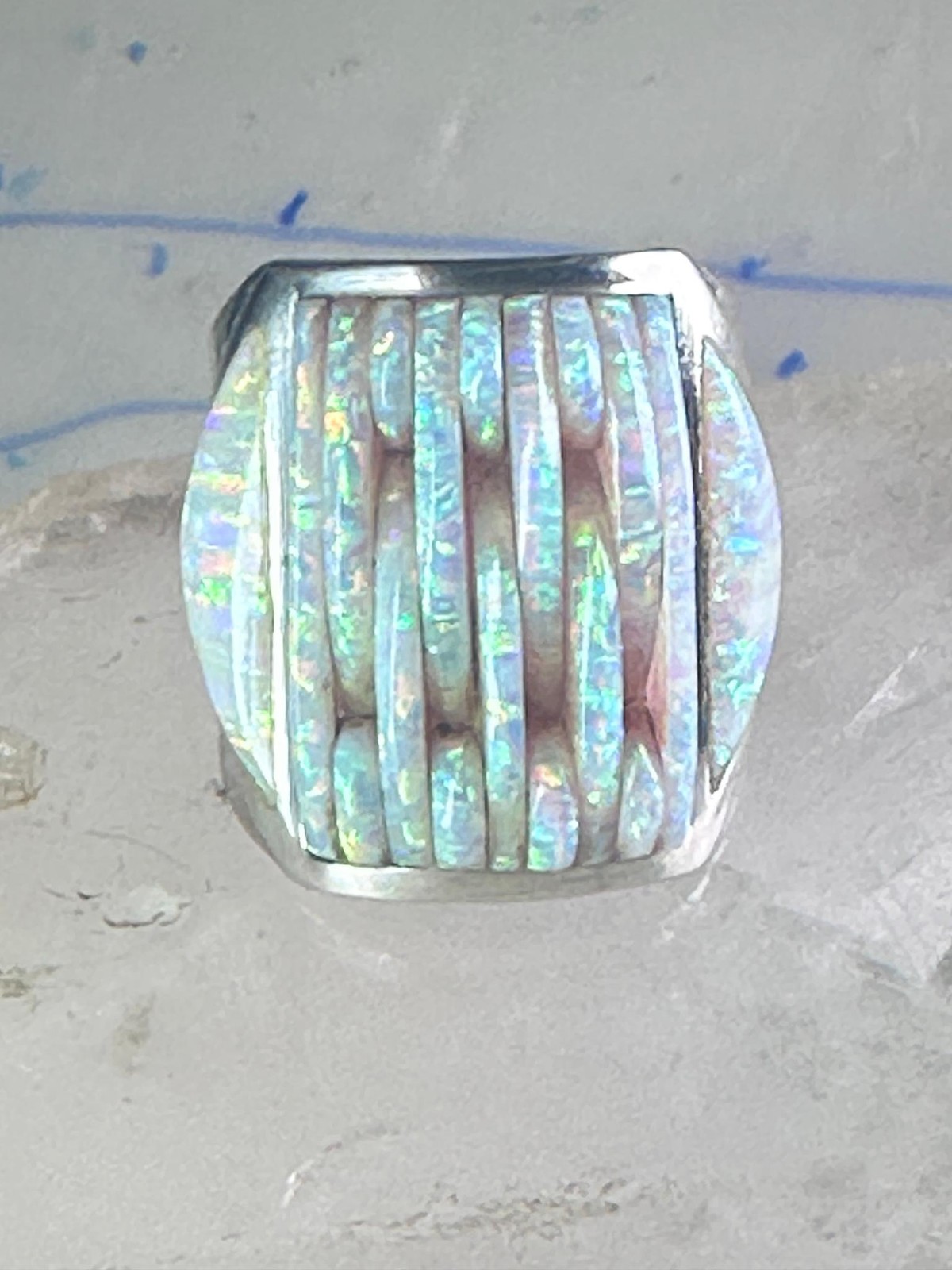 Southwest ring Lab Opal Cobblestone band size 10.75 sterling silver women men