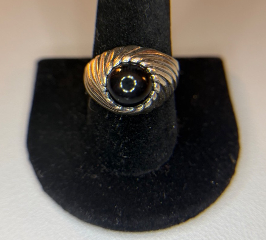Sarah Coventry Black Onyx Twist Cable 925 Sterling Silver Ring