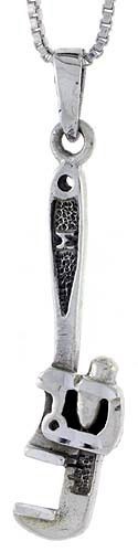 925 Sterling Silver Plumber’s Wrench Tool Charm Pendant 1 5/8 (41mm) Inch Tall