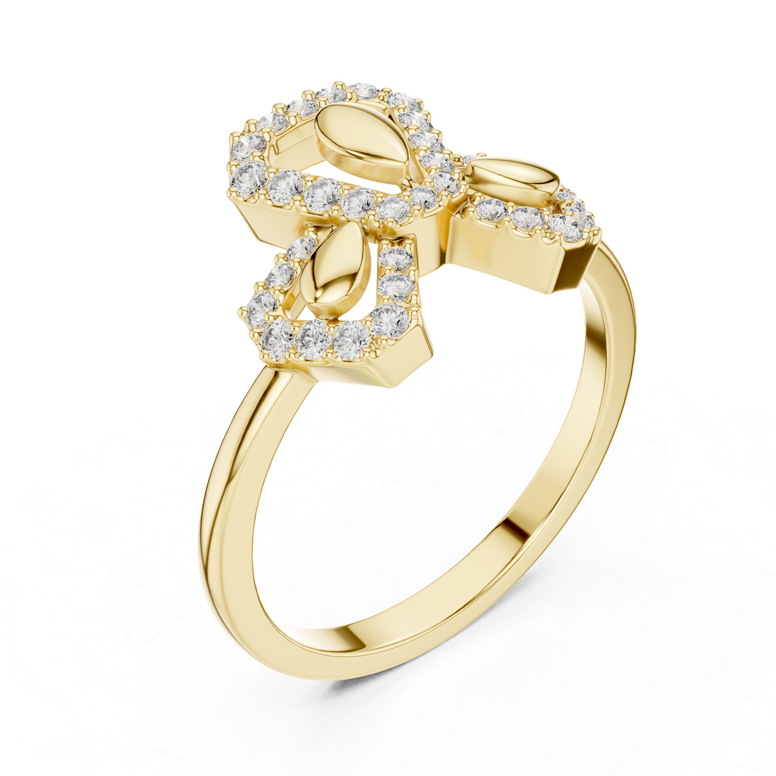 Certified Round 34 Pc Diamond Lovely Women’s Wedding Ring YELLOW GOLD Over k626