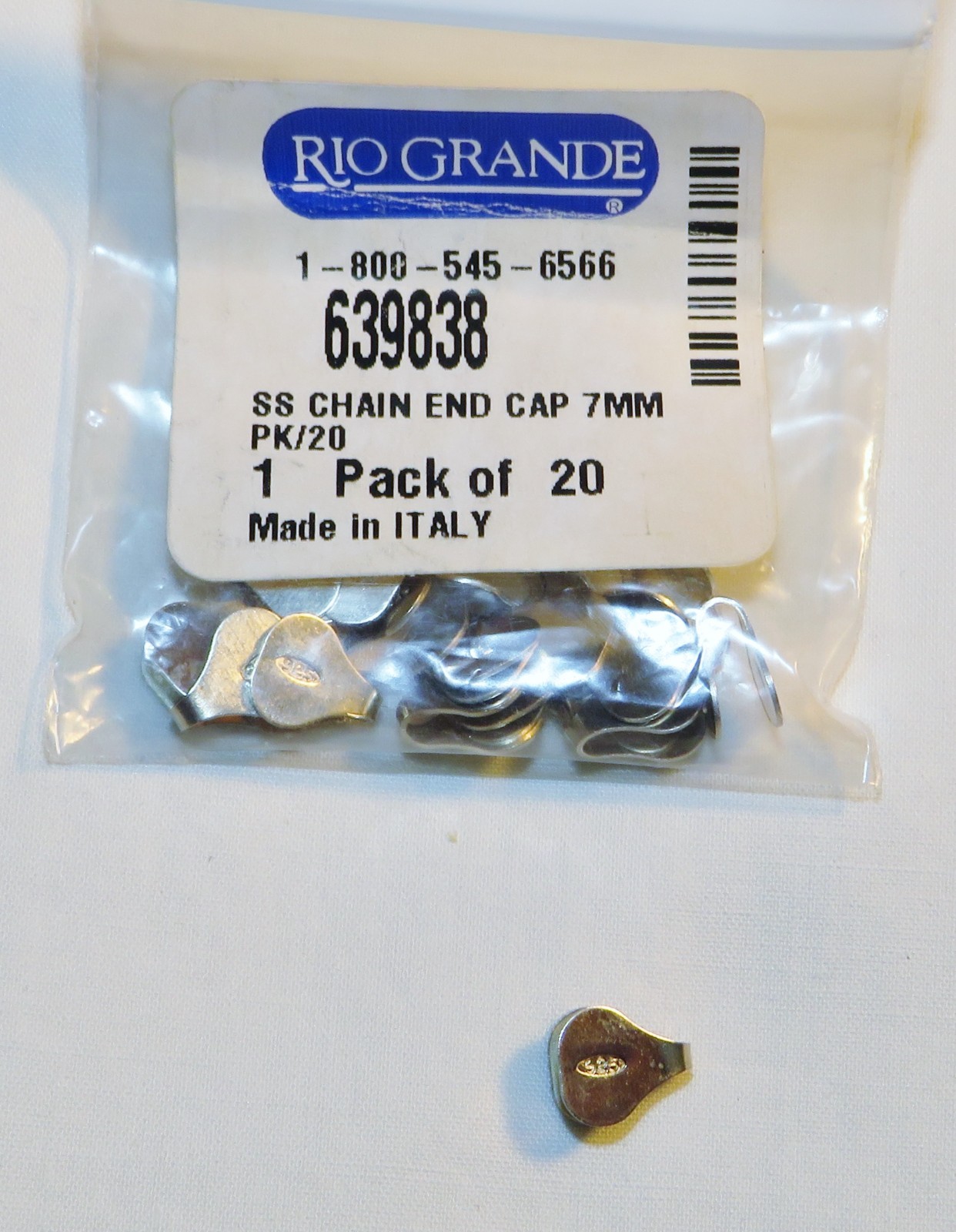 Rio Grande 7mm Sterling Silver Flat End Caps for Chain Necklace or Bracelet 925