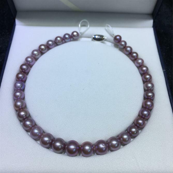 Huge 18″11-12mm natural south sea purple lavender round pearl necklace 349AAA