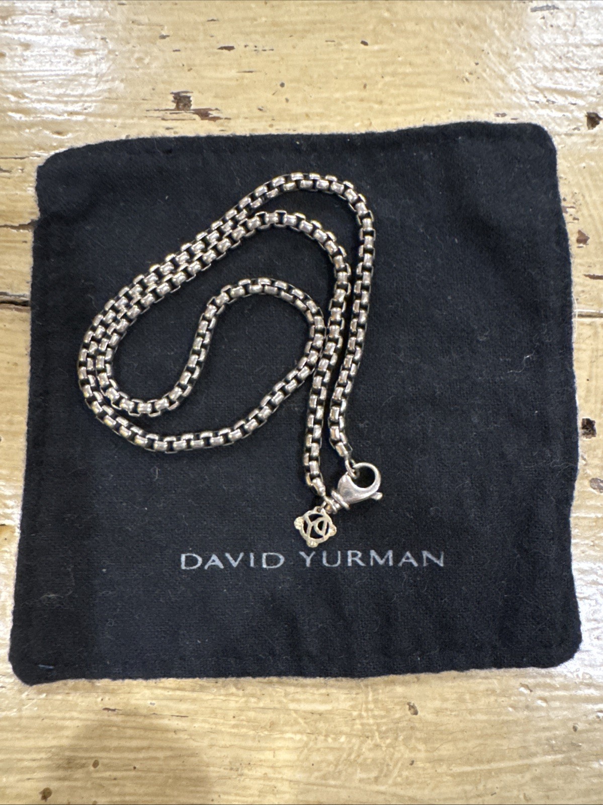 Authentic David Yurman 3.5 mm Round Box Chain 925 Sterling 585 Gold Tag 16”