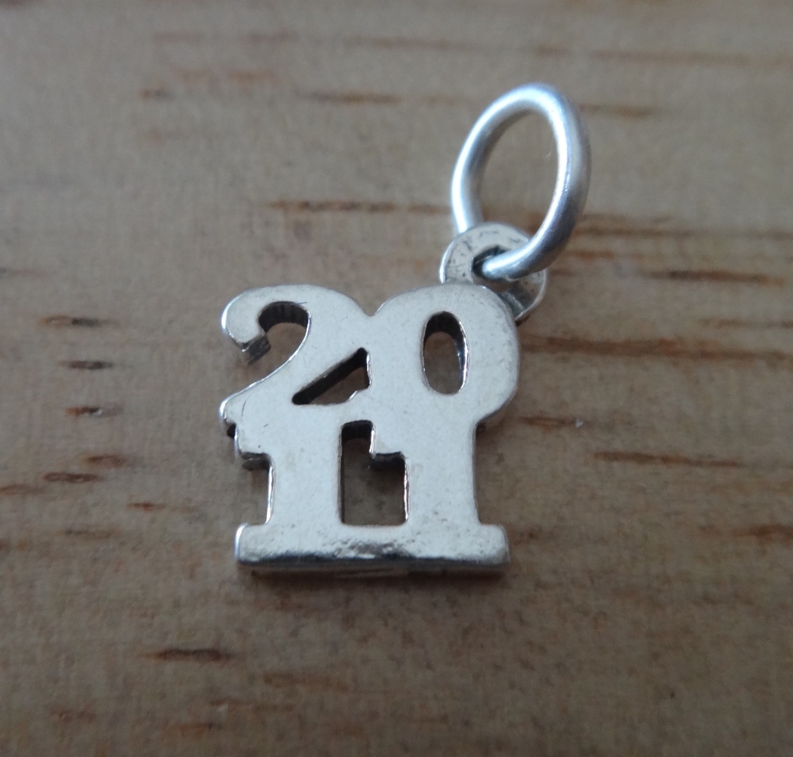 Sterling Silver 11x11mm Graduation Birth Anniversary Year Stacked 2011 Charm