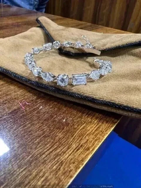 10.Ct multi shape Cut Lab-Created Diamond Tennis Bracelet 14K White Gold Plated