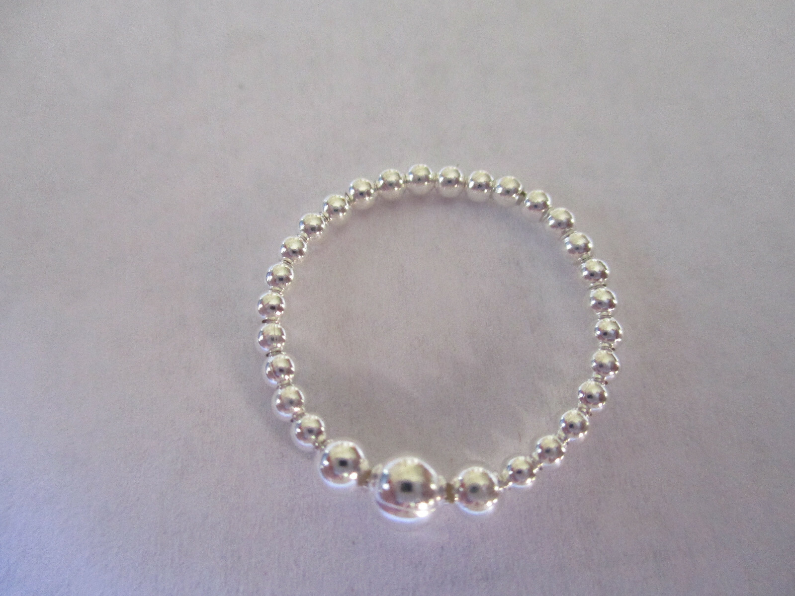 Sterling Silver Ball Bead ring 2mm with a 3 and 4mm center stackable ring size 5