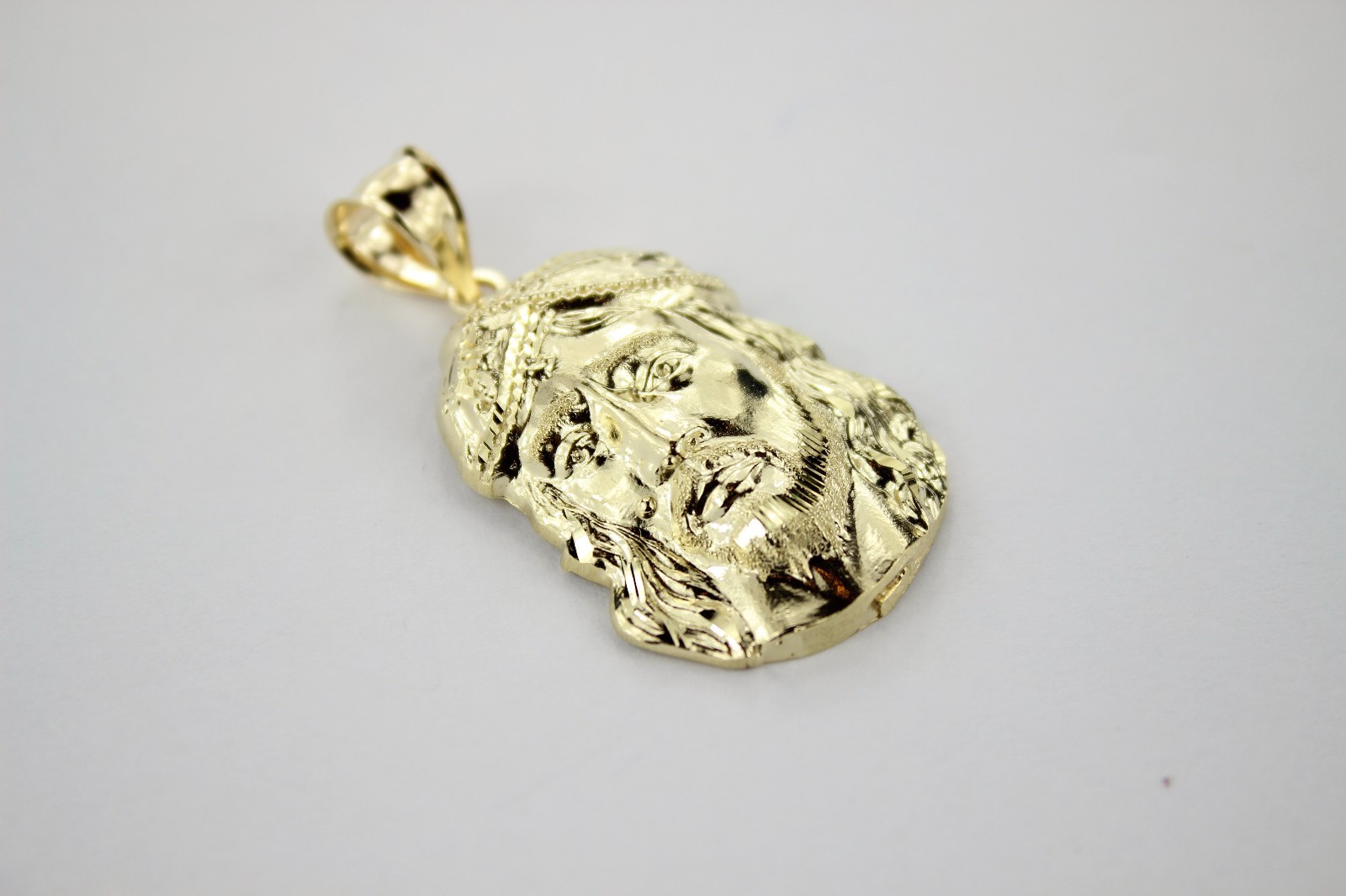 Authentic 10K Yellow Gold Diamond Cut Jesus Face Pendant Charm Left Right Styles