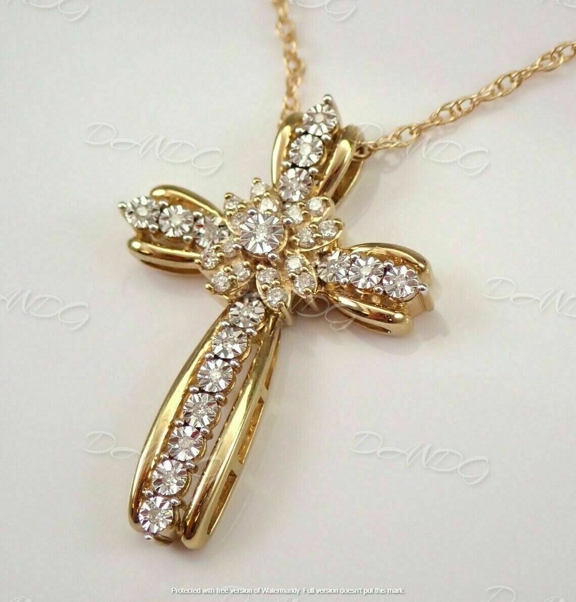 1.50Ct Round Cut VVS1 Diamond Cross Pendant 14K Yellow Gold Finish 18″Free Chain
