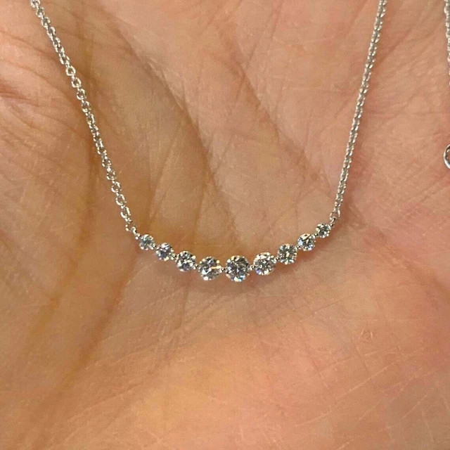 1.20Ct Round Cut /D Moissanite Bar Pendant 14K White Gold Plated 18″Free Chain