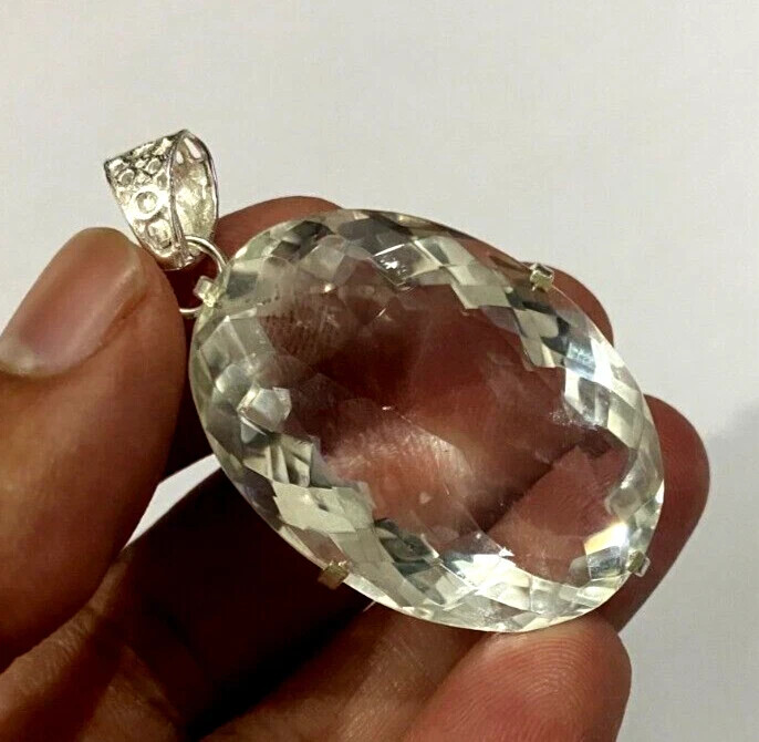 100Ct+ EGL Certified Natural White Topaz 925 Solid Silver Pendant Gemstone S01