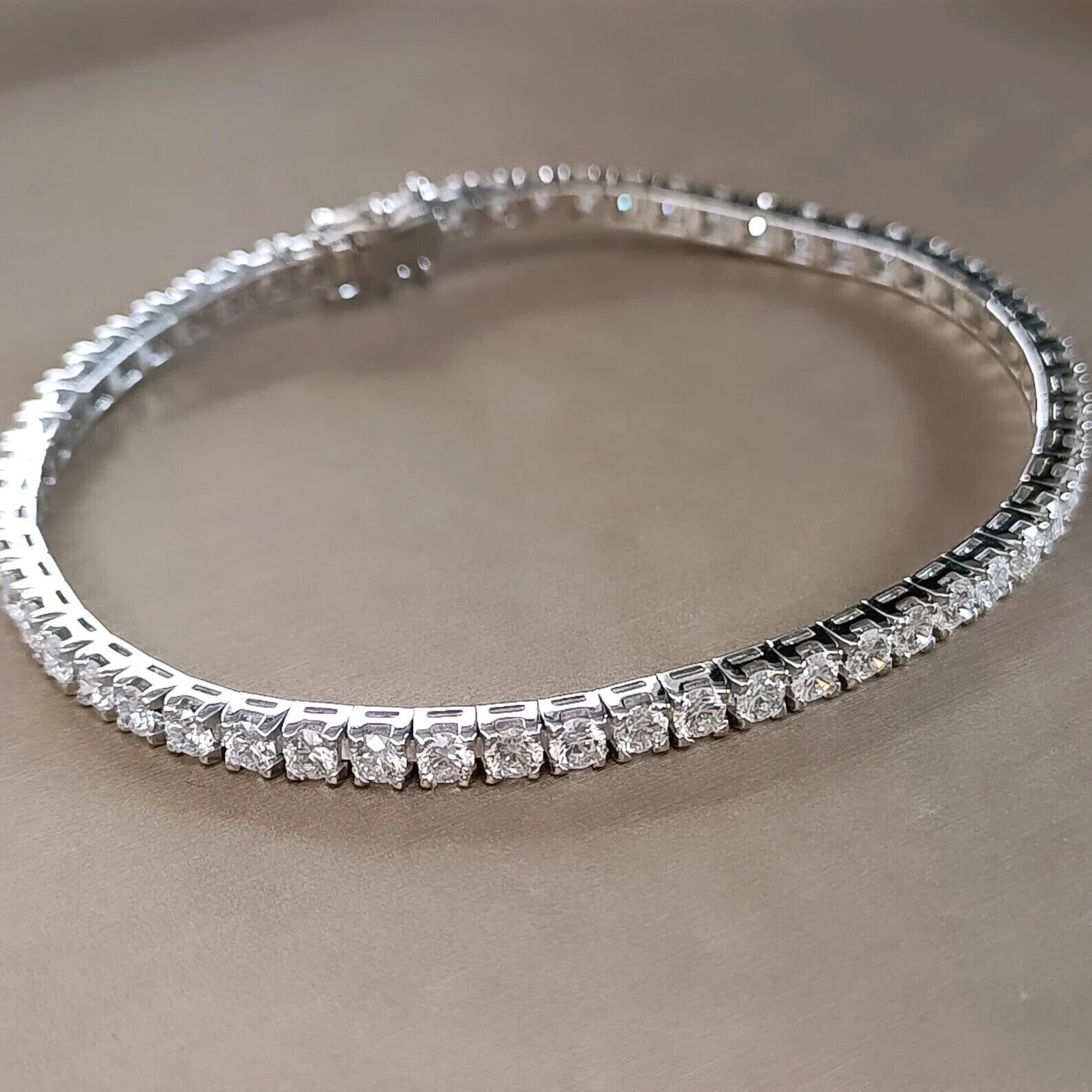 Girlfriend Gift Spcl Round Cut Lab Grown Diamond Tennis Bracelet In 925 Silver