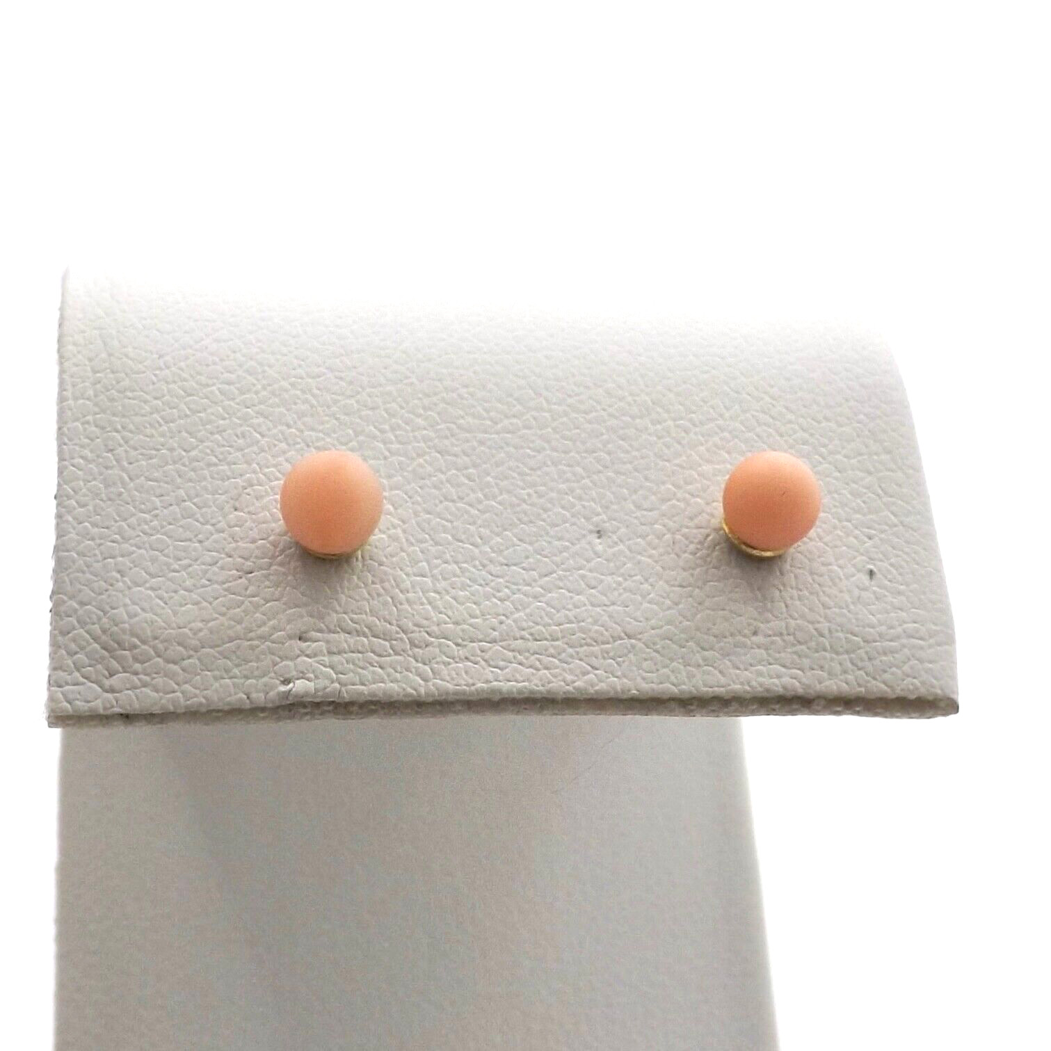 14k Gold Angel Skin Coral Bead Ball Stud Earrings Child or Adult New