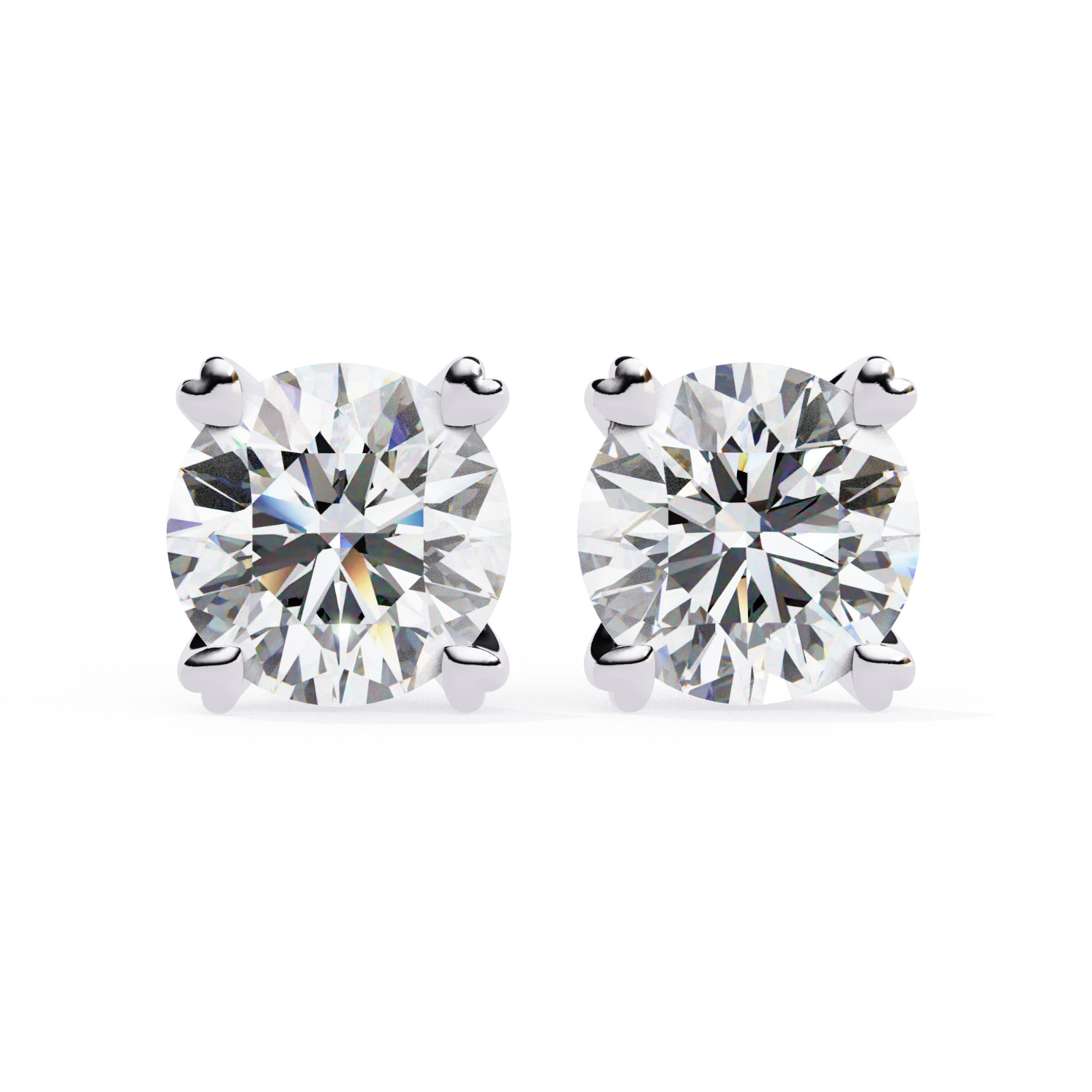 14K Solid White Gold IGI Certified 1-TCW Round Cut Minimal Bridal Gift Earrings