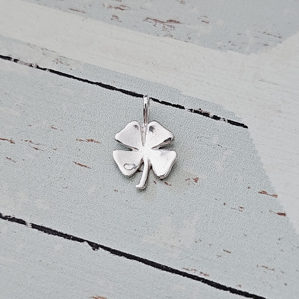 Sterling Silver Lucky Four Leaf Clover Charm Necklace