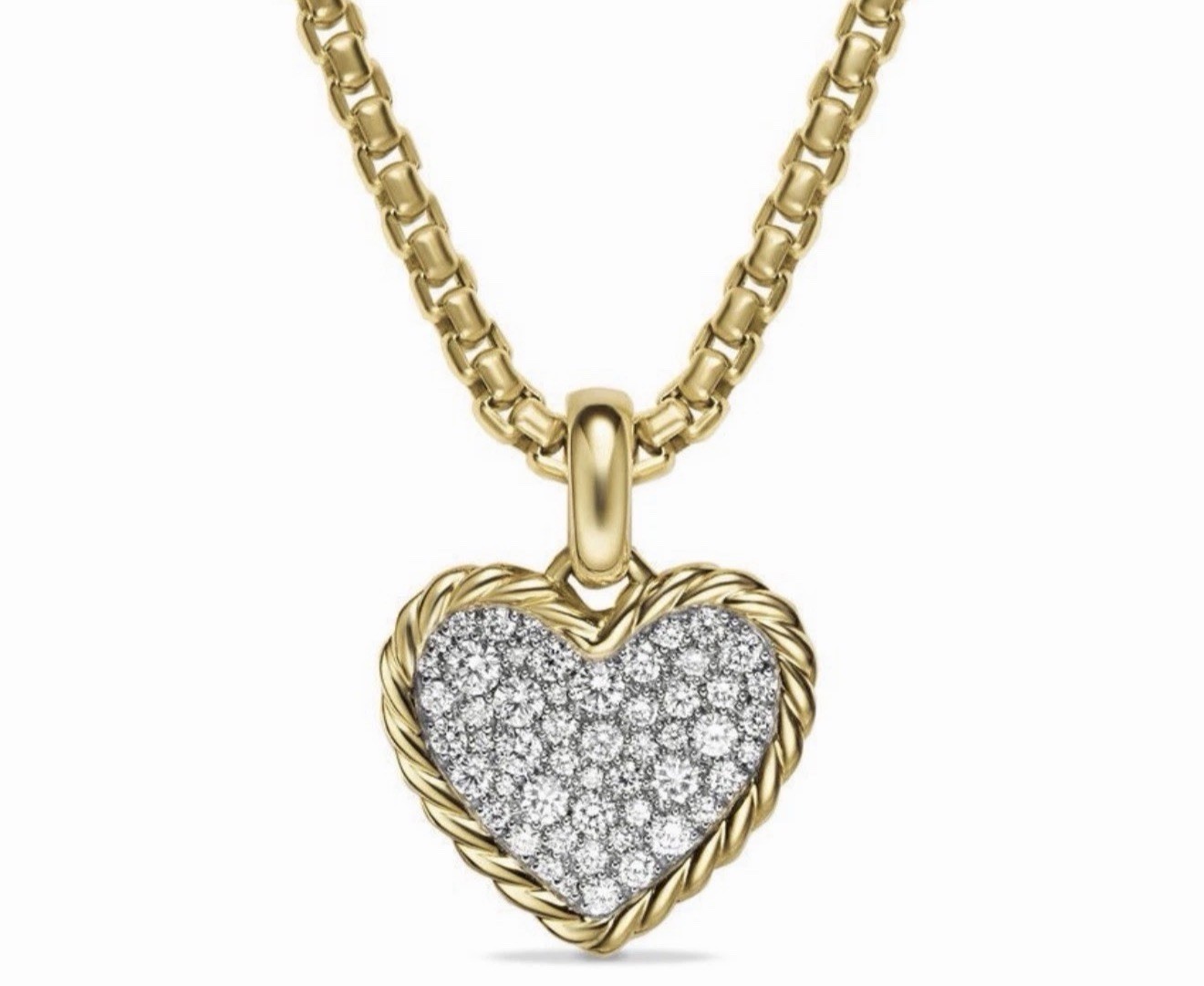 David Yurman Heart Necklace with Pendant 925 Sterling Silver/18k Yellow Gold