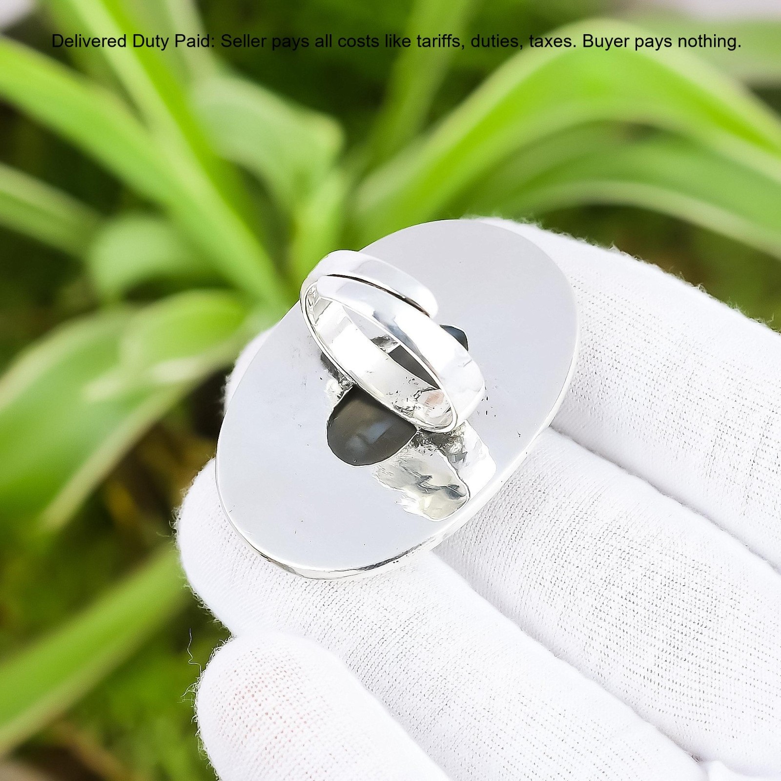 925 Sterling Silver Oval Natural Window Titanium Druzy New Statement Unique Ring