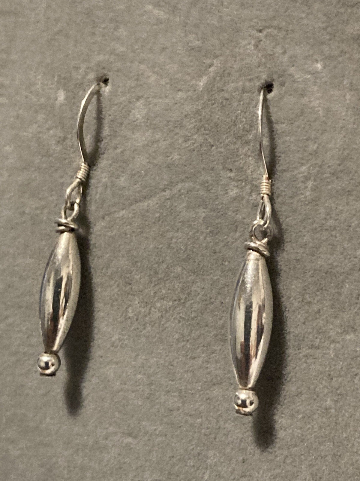 Simple Sterling Silver Elongated Long (3.7cm) Drop Earrings